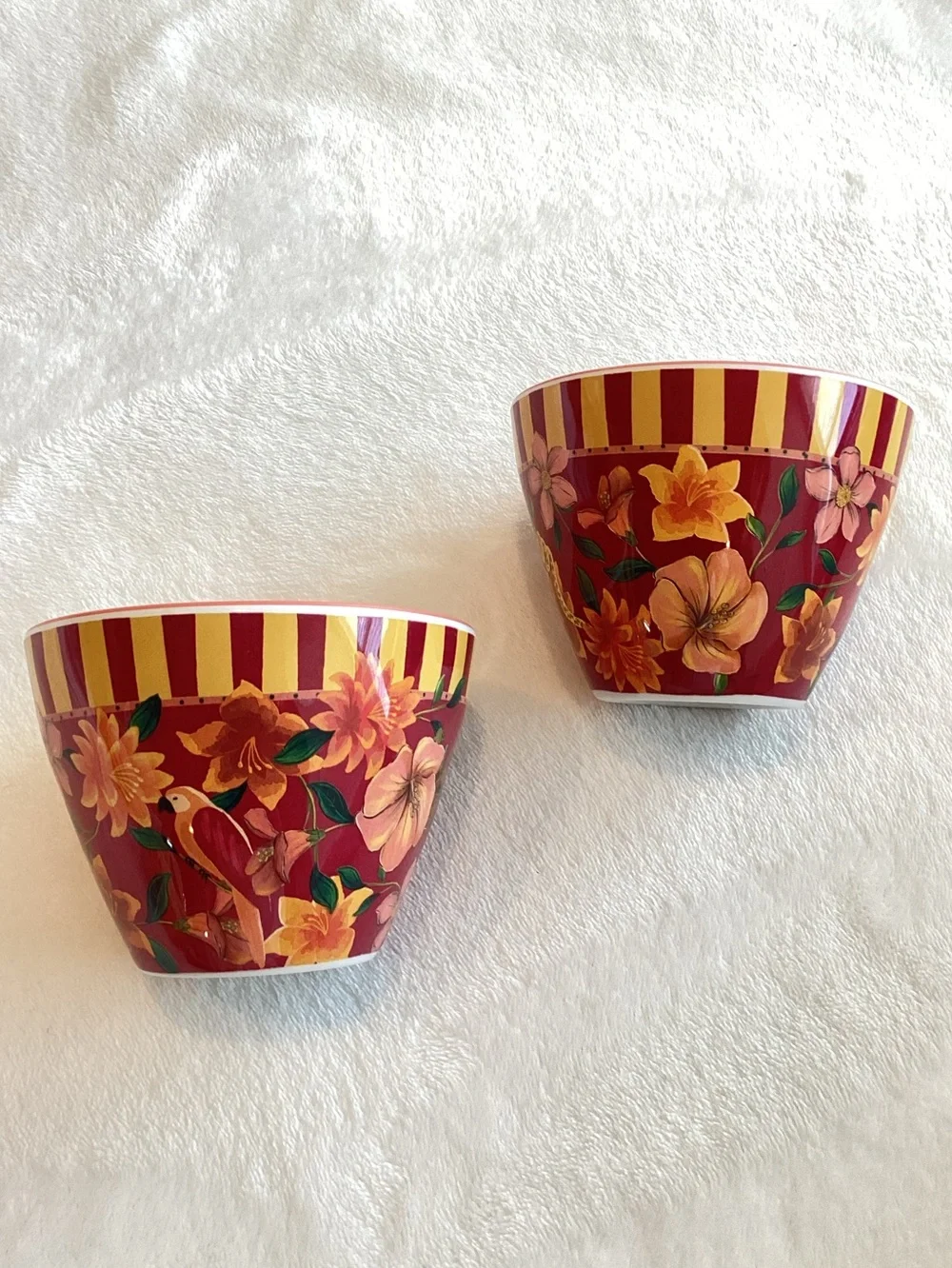 Anthropologie FARM Rio Melamine Bowls Nut New Red Berry Tropical Set of 4